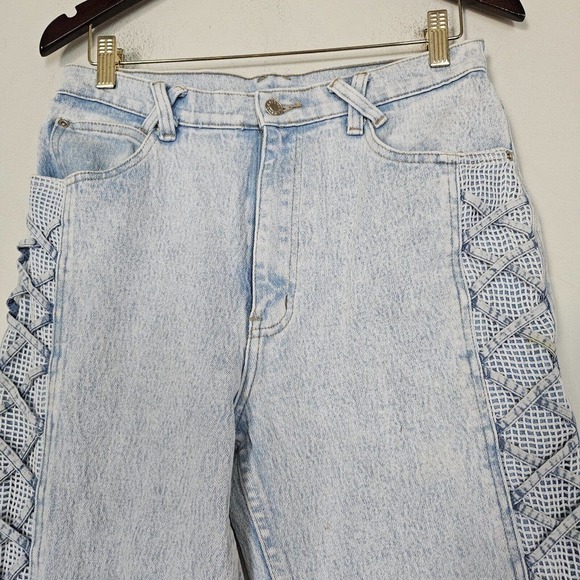 Vtg Anti Basic Daily Jeans Womens Side Lace Up Jeans Size 13/14 29 Waist Acid - Picture 3 of 11